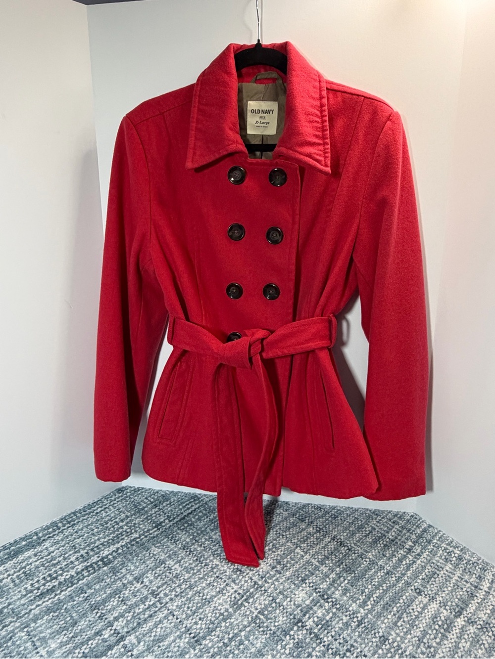 Old Navy Red Double-Breasted Belted Trench Coat